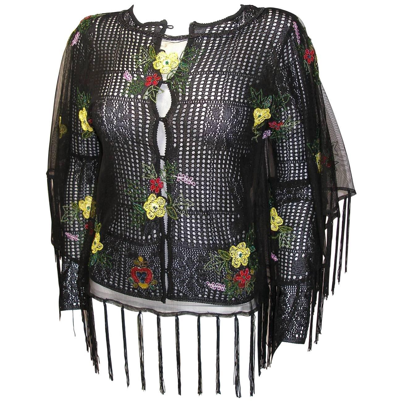 Vintage Christian Dior by John Galliano Set Cardigan and Poncho Embroidered XS For Sale