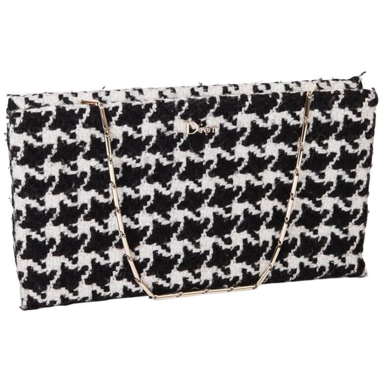 Christian Dior Set With a Top and a Clutch in Black and White Houndstooth fabric