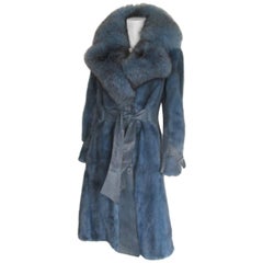 Vintage blue mink fur coat 