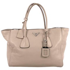 Prada Beige Calfskin Leather Twin Pocket Double Handle Tote Bag B2625M