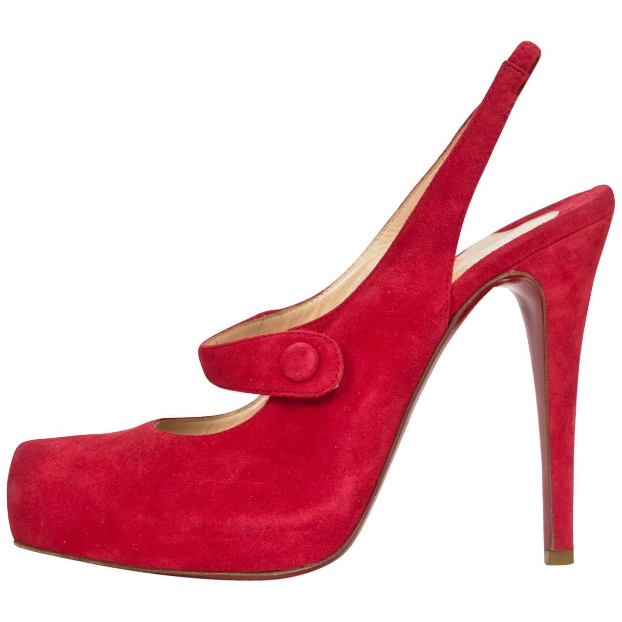 Christian Louboutin Red Suede Mary Jane 