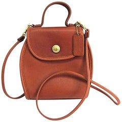 Coach Vintage Classic Cognac Leder Top Handle Satchel Crossbody Flap Bag