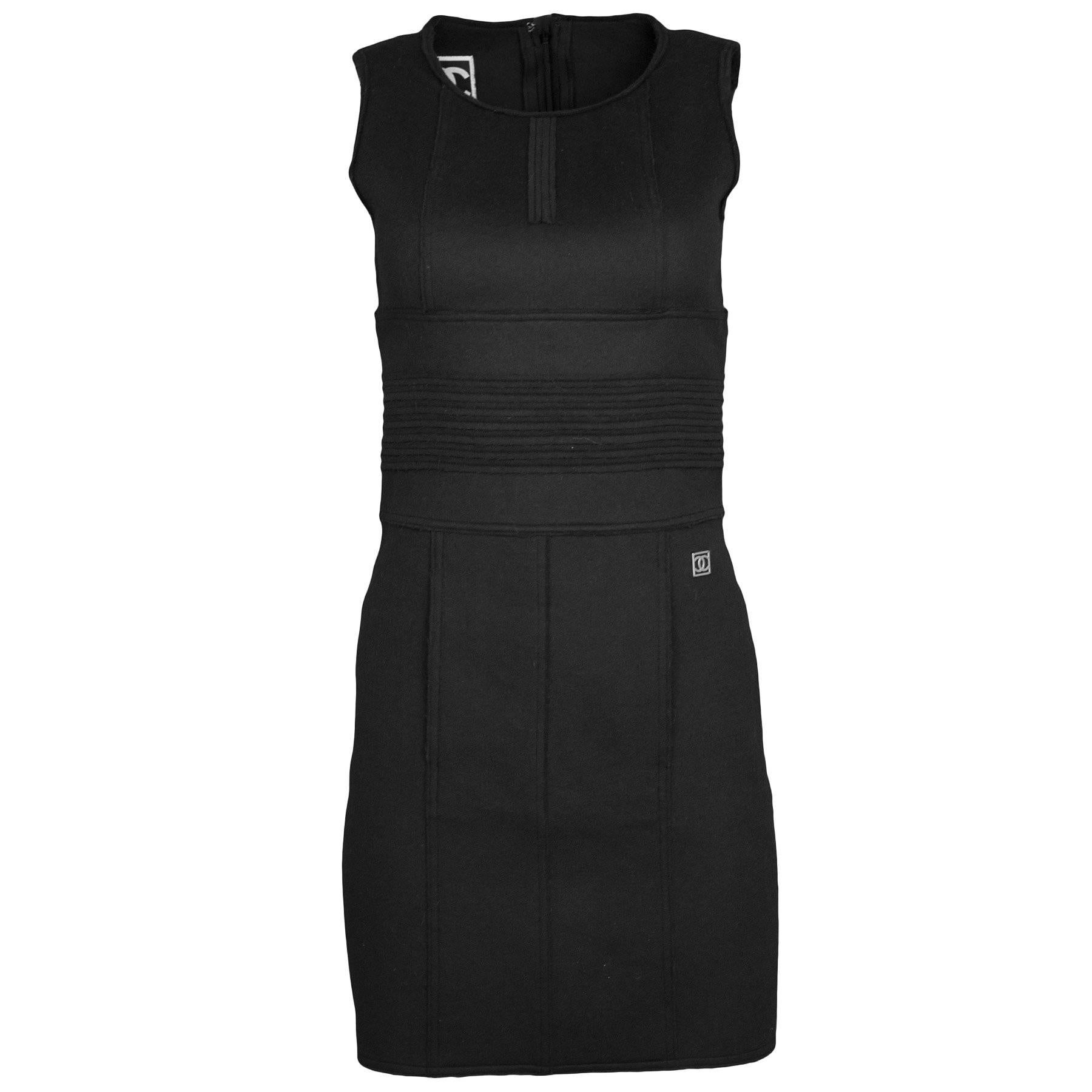 Chanel Sport Black Wool Sleeveless Dress Sz FR34