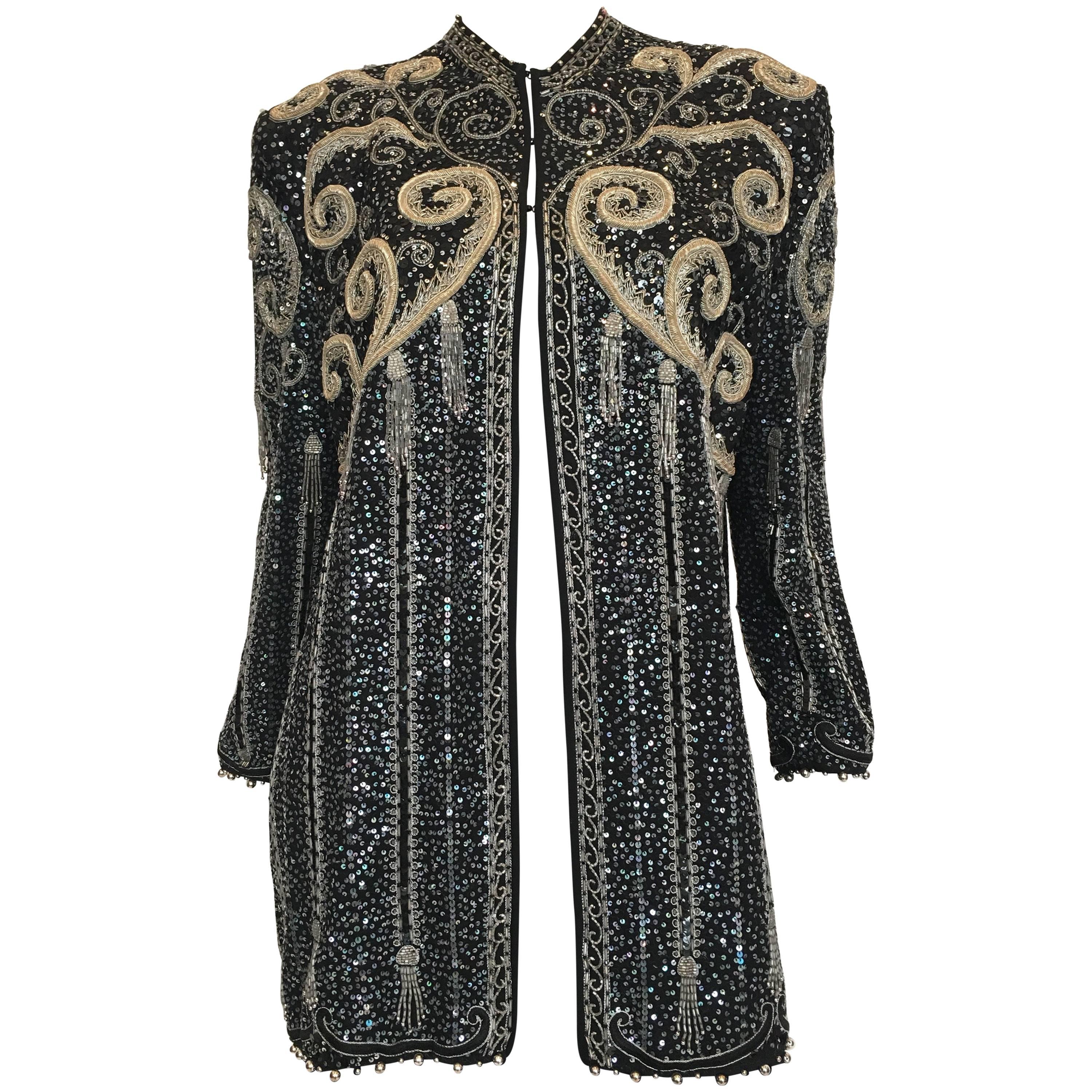 Zandra Rhodes 1980's Beaded and Sequined Jacket For Sale