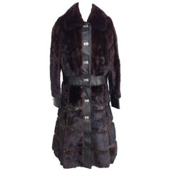 Vintage 70'S MOD Gucci Style Mink Fur & Leather Convertible Coat