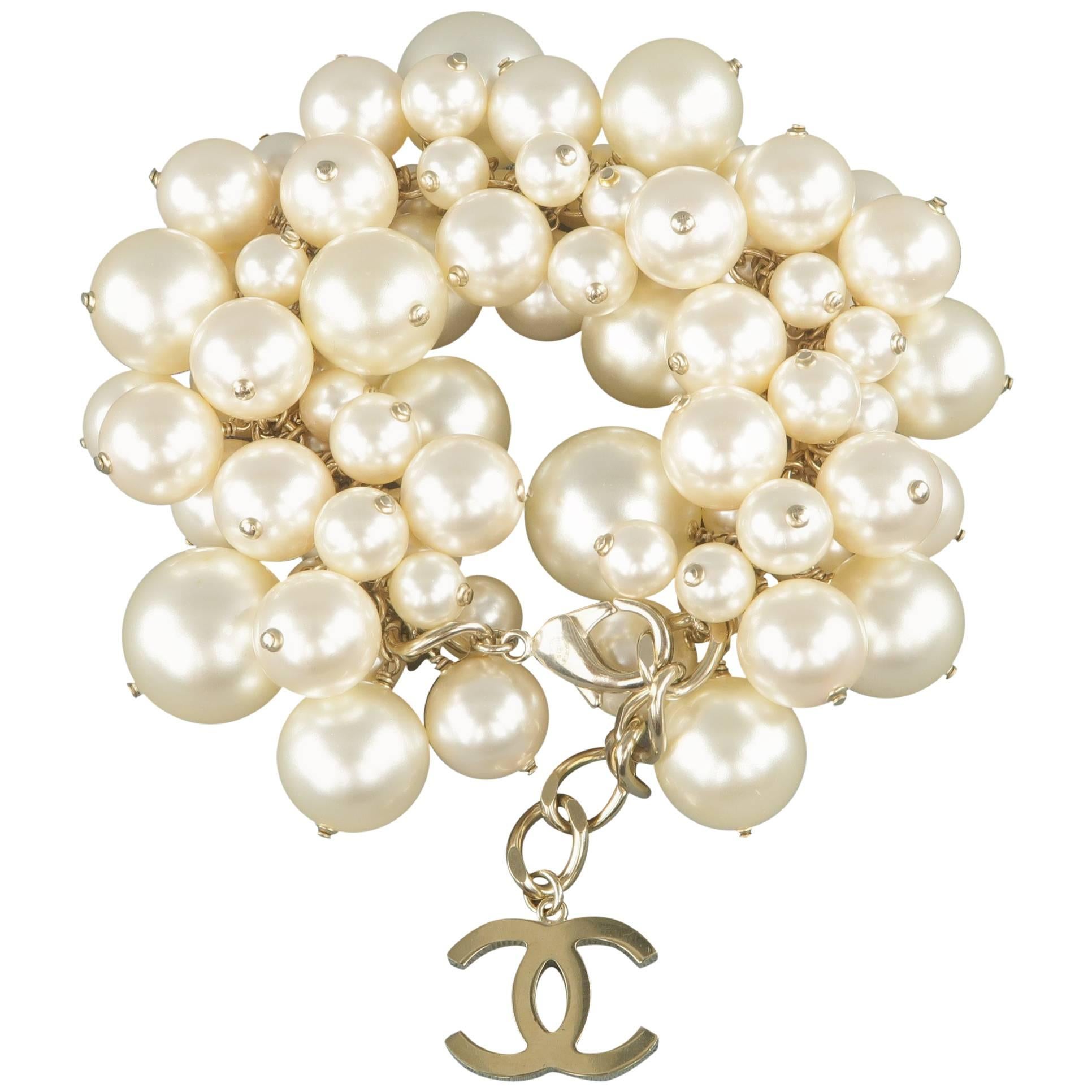 Chanel Cream and Light Gold Pearl Cluster Bracelet, Spring 2013  