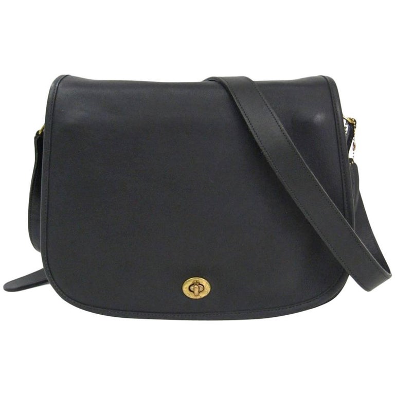 Coach Vintage Archive Black Leather Saddle Crossbody Shoulder Flap Bag at 1stDibs coach