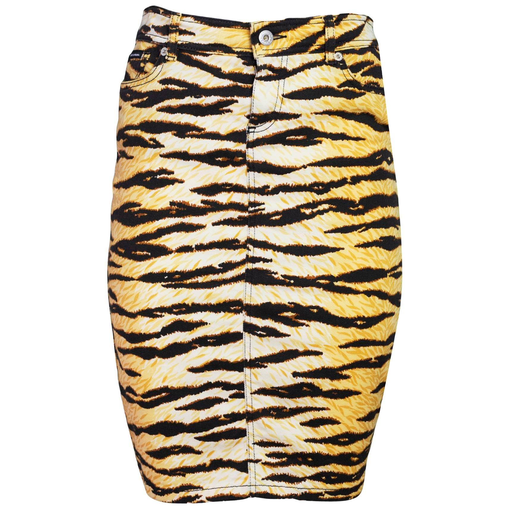 D&G Tiger Print Pencil Skirt Sz 26