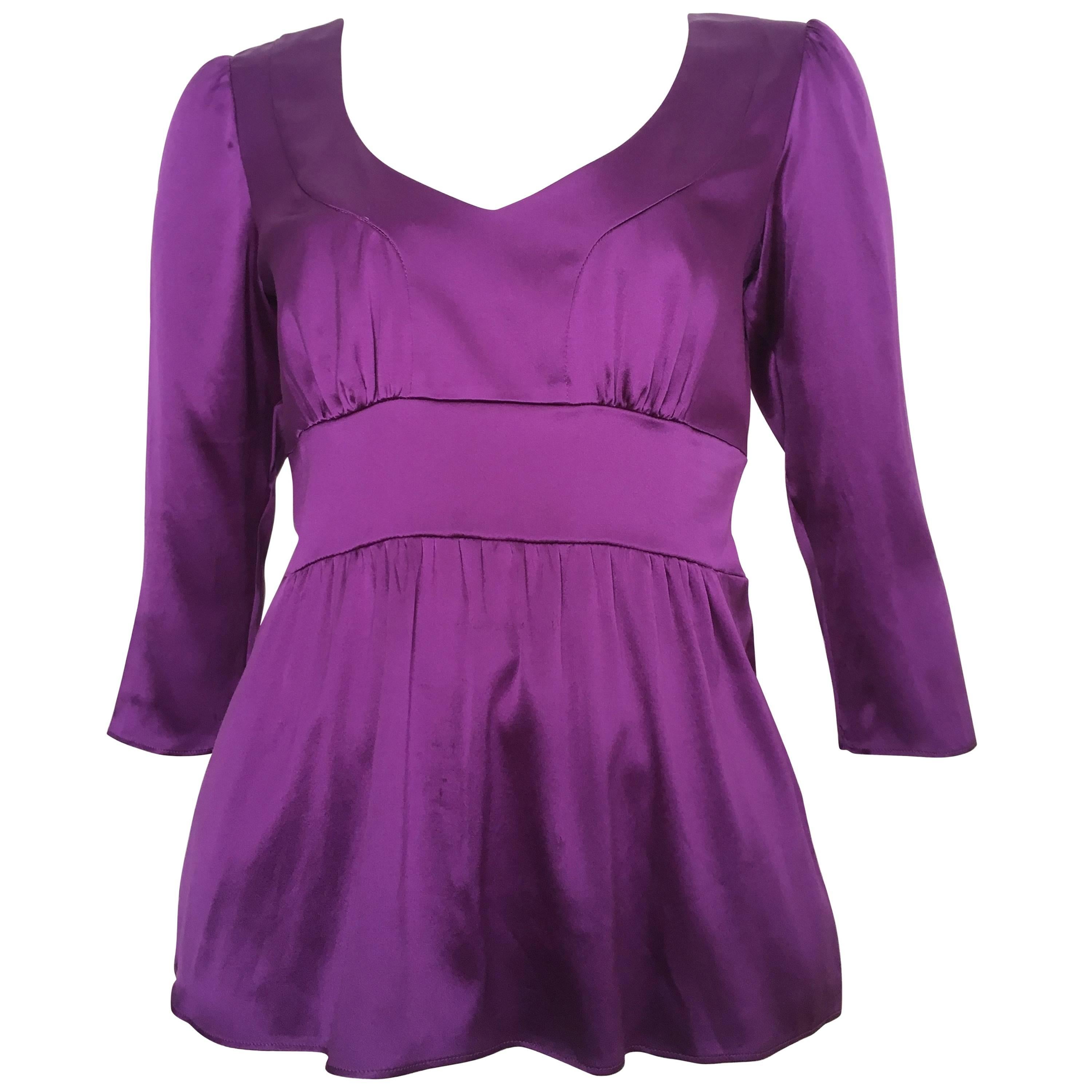 ETRO Silk Purple Blouse Size 6. For Sale