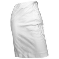 Balenciaga White Denim Pencil Skirt Size 4. Made in Italy.