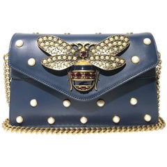 Gucci Blue Leather Broadway Shoulder Bag