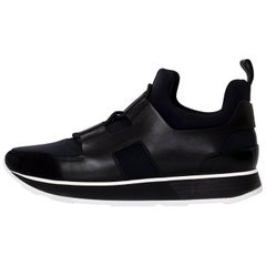 Hermes Black Technical Canvas & Calfskin Leather H Player Sneakers Sz 36 NEW