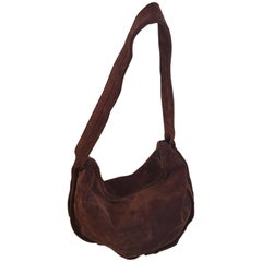 Donna Karan Brown Suede Hobo Handbag. Made in Italy. Never Vintage.