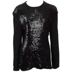 Yves Saint Laurent 1990 - Maglione lungo nero con paillettes - Medio