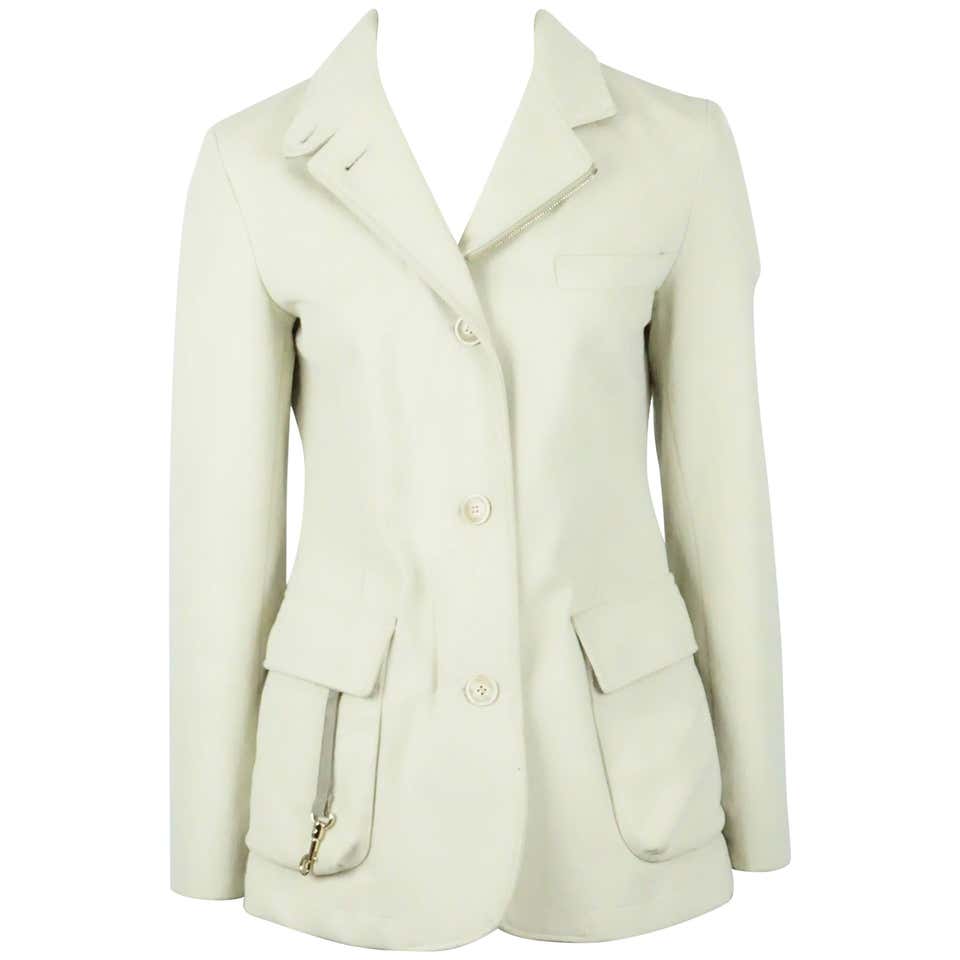 Gucci Ivory Leather Jacket - M For Sale at 1stDibs