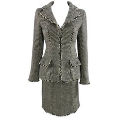 Chanel 06A Wool Herringbone Skirt Suit