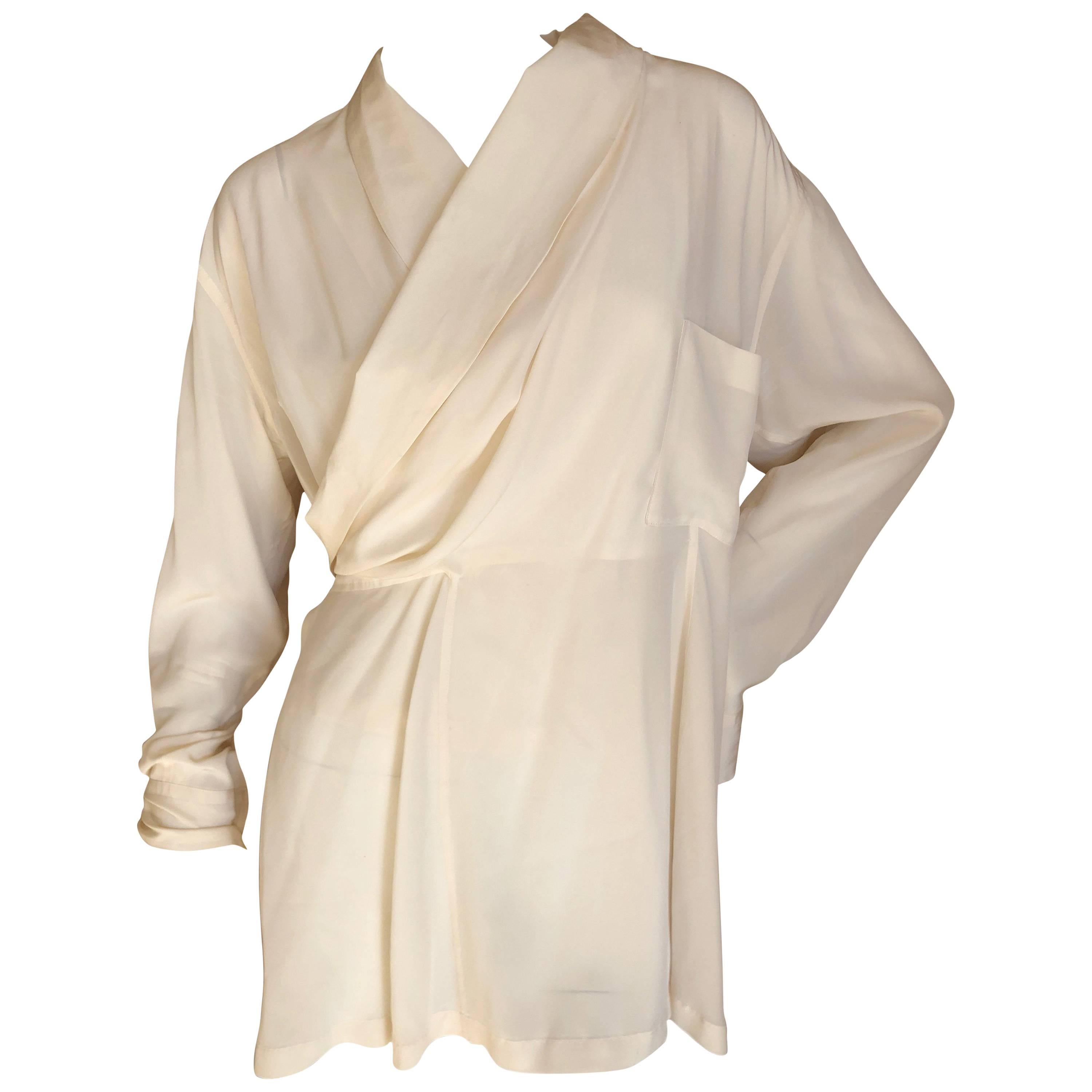 Yohji Yamamoto Pour la Nuit 1990's Silk Wrap Blouse / Mini Dress For Sale