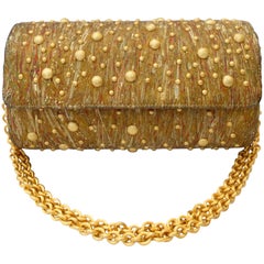 1980s Studded Gold Marble Painted Evening Bag