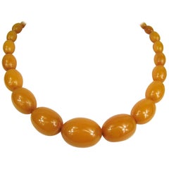 1940s Vintage Butterscotch Vintage Beaded Bakelite Necklace