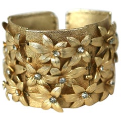 Vintage Napier Gilt Flower Cuff Bracelet 