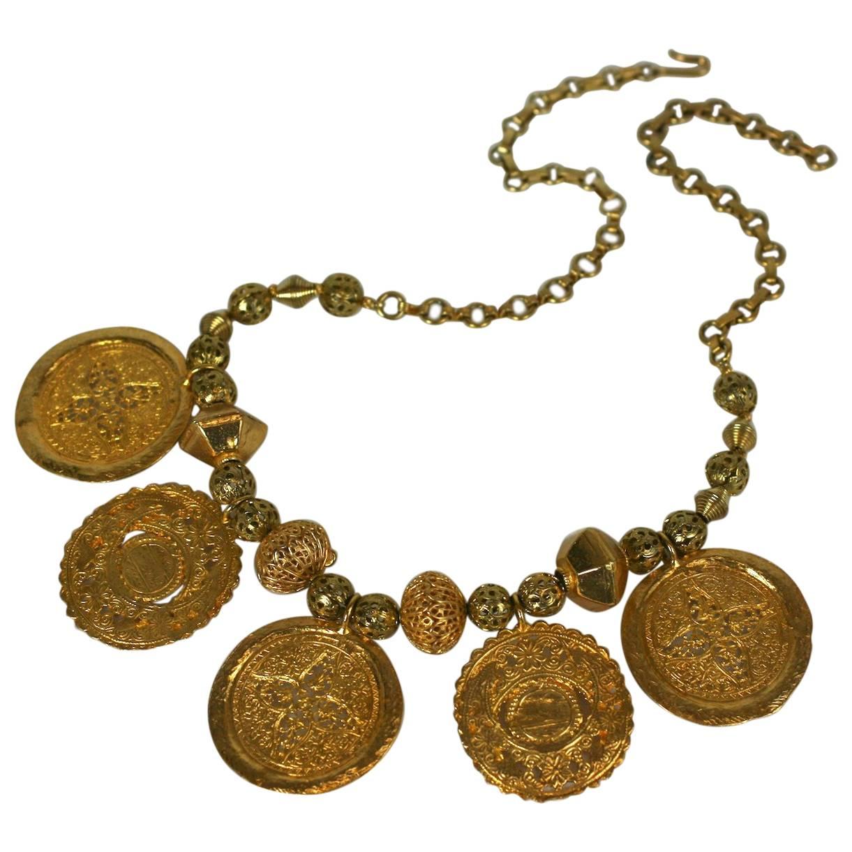 Kenneth Jay Lane Ancient Medallion Necklace For Sale