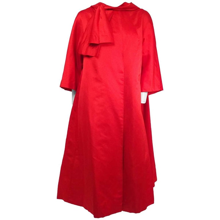 1960s Red Satin Evening Coat at 1stDibs