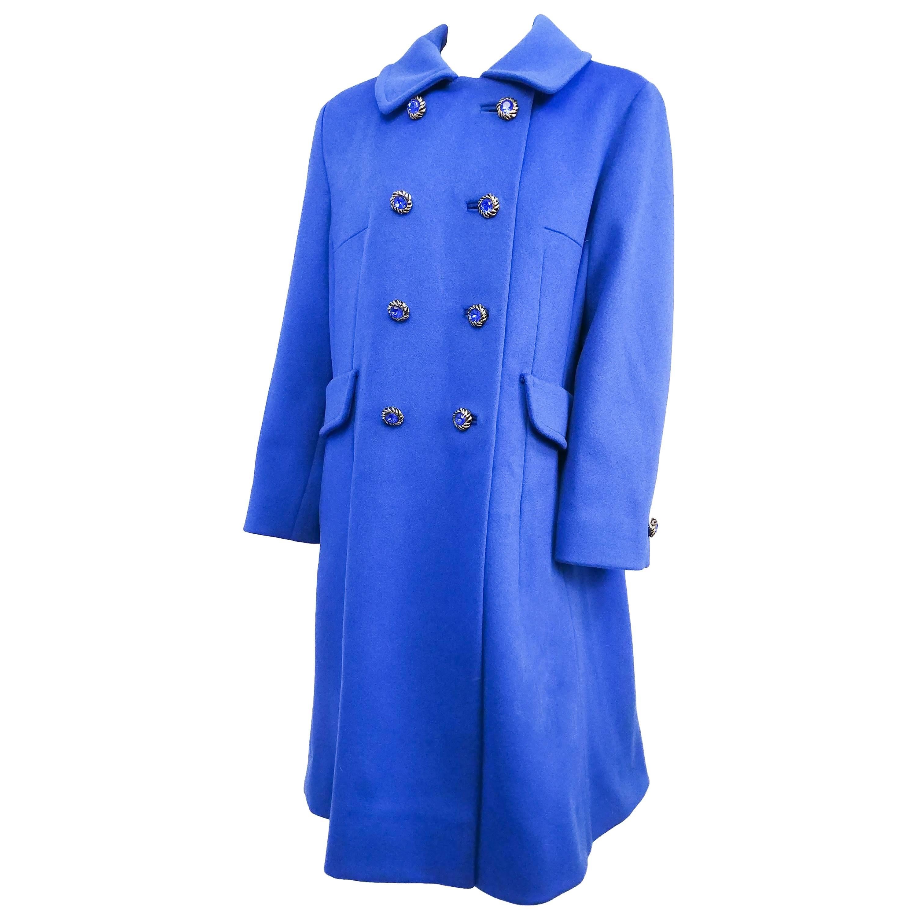 1960s Cobalt Blue Cashmere Wool Coat