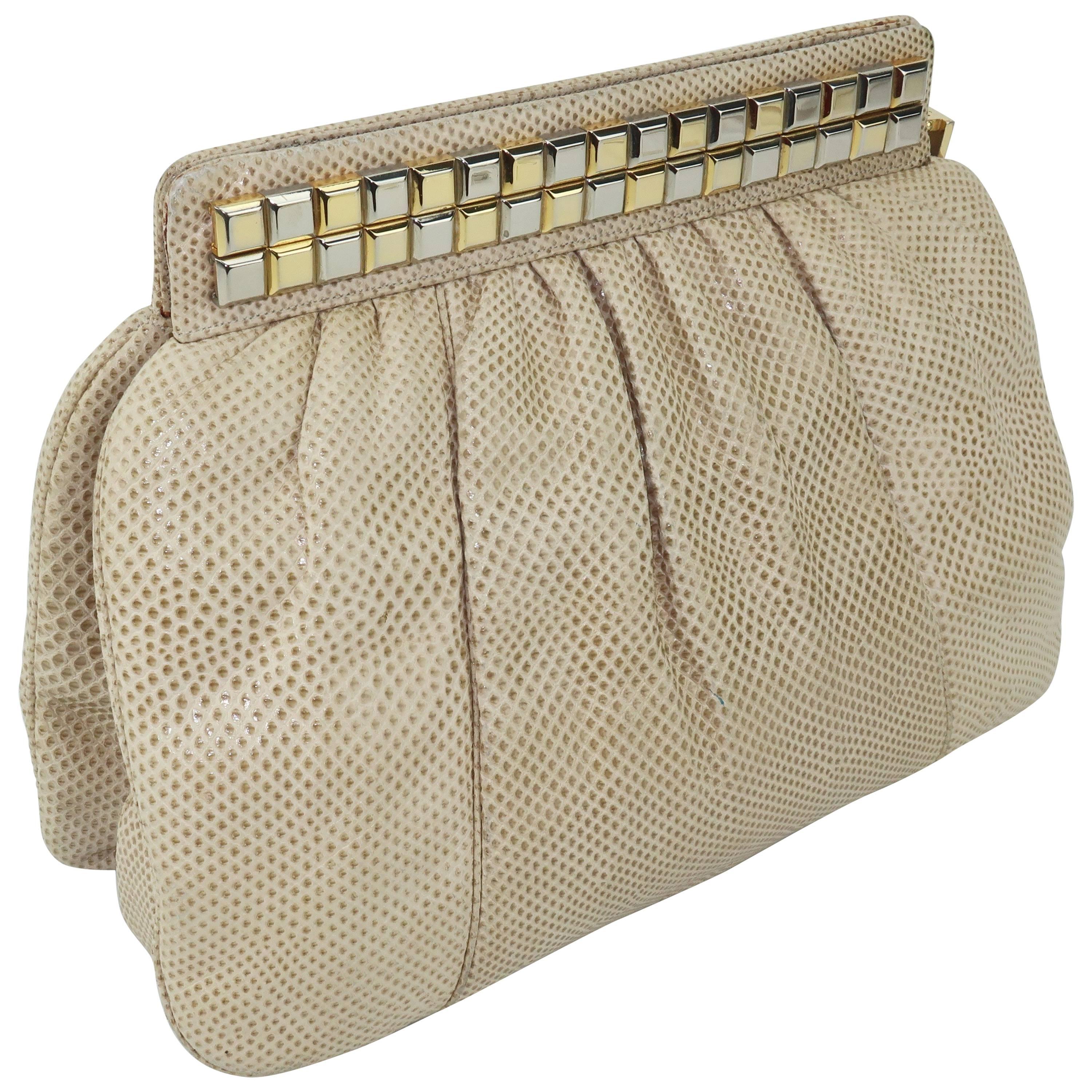 1980's Judith Leiber Karung Convertible Clutch Handbag 