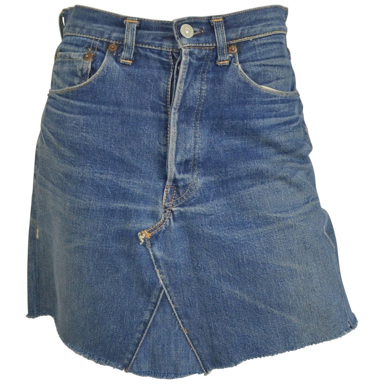 Levis 1950's 501 Hidden Rivet Indigo Denim Mini Skirt at 1stDibs