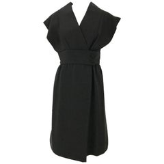 1960s Norman Norell Black Obi Dress