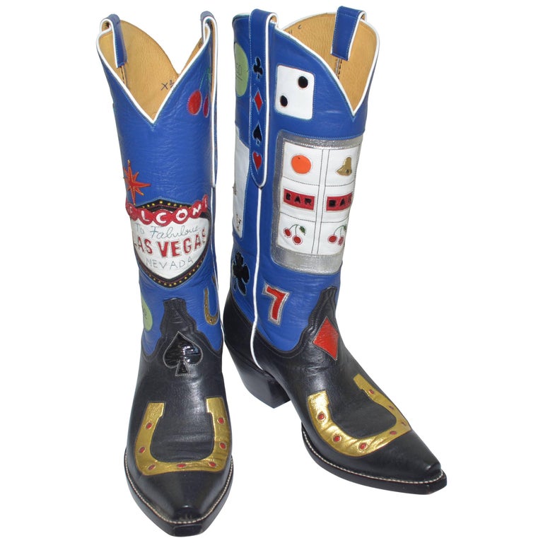 Rare Las Vegas Tres Outlaws Custom Bespoke Cowboy Boots at 1stDibs
