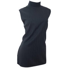 90s Gianni Versace COUTURE Wool & Silk Top in Black & White Stripes