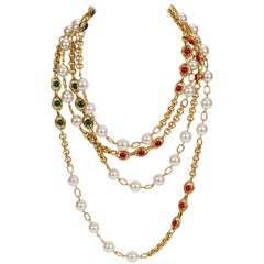 Vintage Chanel Extra Long Pearl Gripoix Sautoir Necklace, 1990s