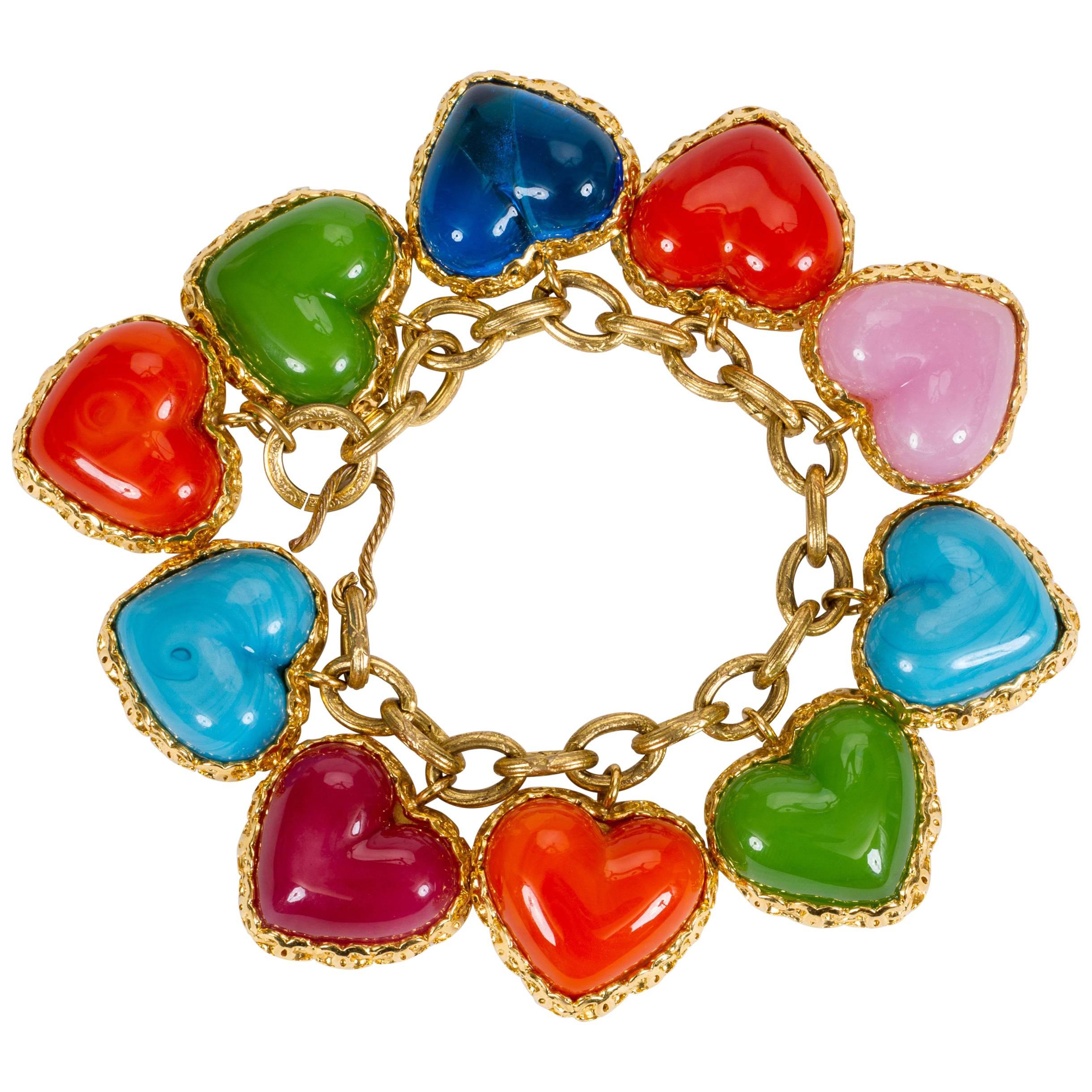 RARE Chanel Gold Gripoix Heart Bracelet