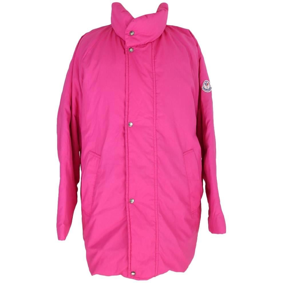 Moncler pink down jacket bomber size 1 polyamide 1980s authentic vintage For Sale