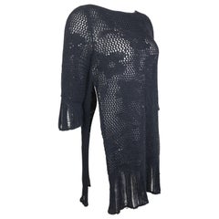 Gianni Versace Schwarzer Strickpullover aus Wolle mit seitlicher Seide 