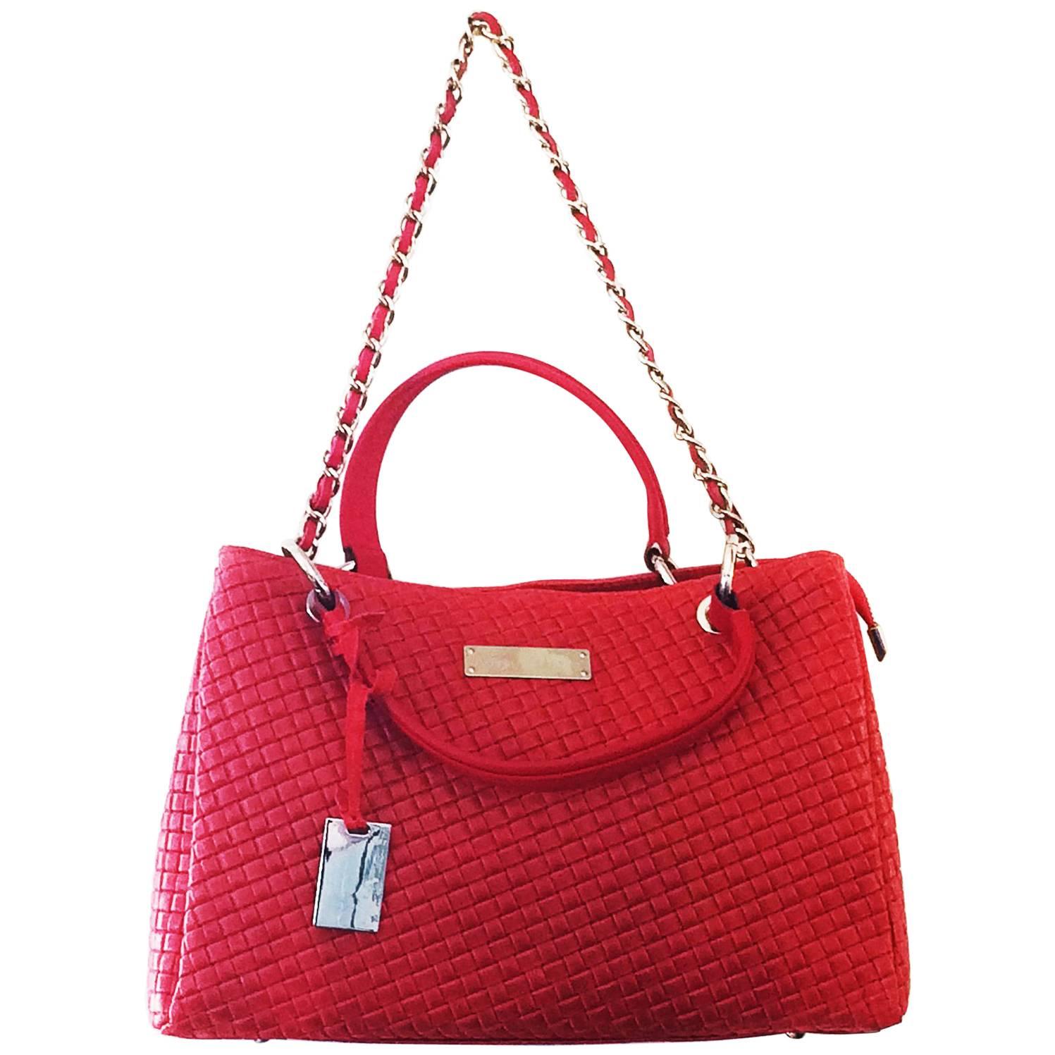 Trussardi Red Leather handbag or shoulder bag