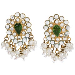 1970's Rare Chanel Indian Pearl Dangle Earrings