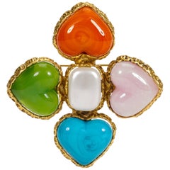 1980's Chanel Rare Heart Gripoix Pin