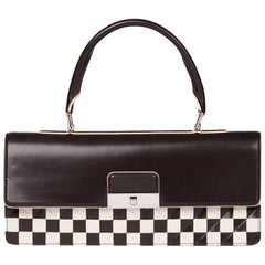 Vintage Louis Vuitton Brown & White Damier Mosaic Calfskin Leather Envelope East West 