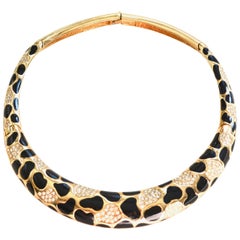 70s Christian Dior Leopard Necklace and Earrings
