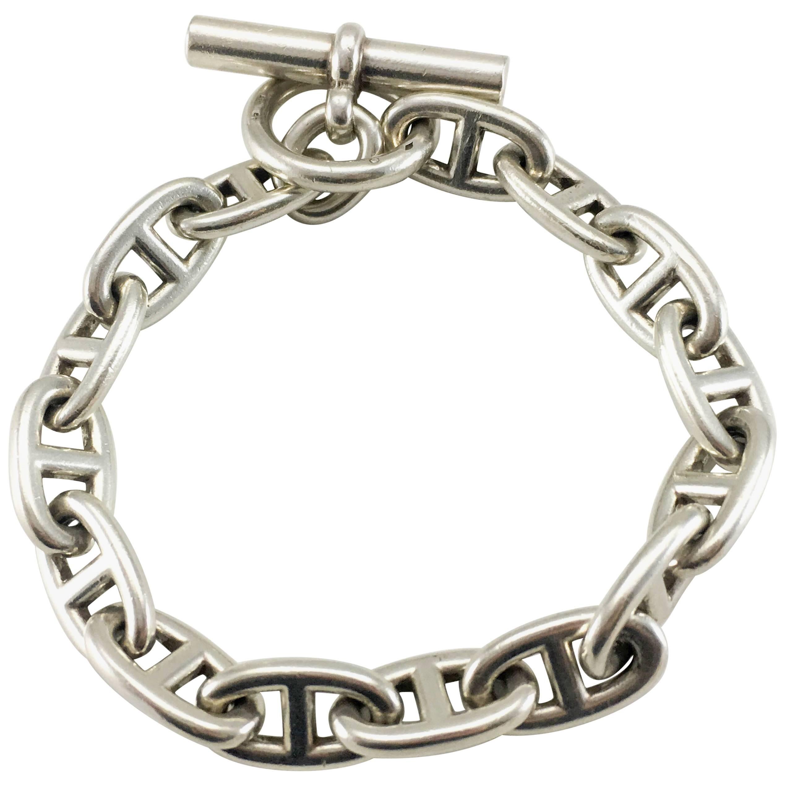 Hermes TGM Chaîne d'Ancre Silver Bracelet