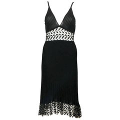 Chanel Black Ribbed Dress With Lace Panels, 2006
