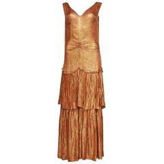 Late 1920s Pink and Gold French Lamé Gown