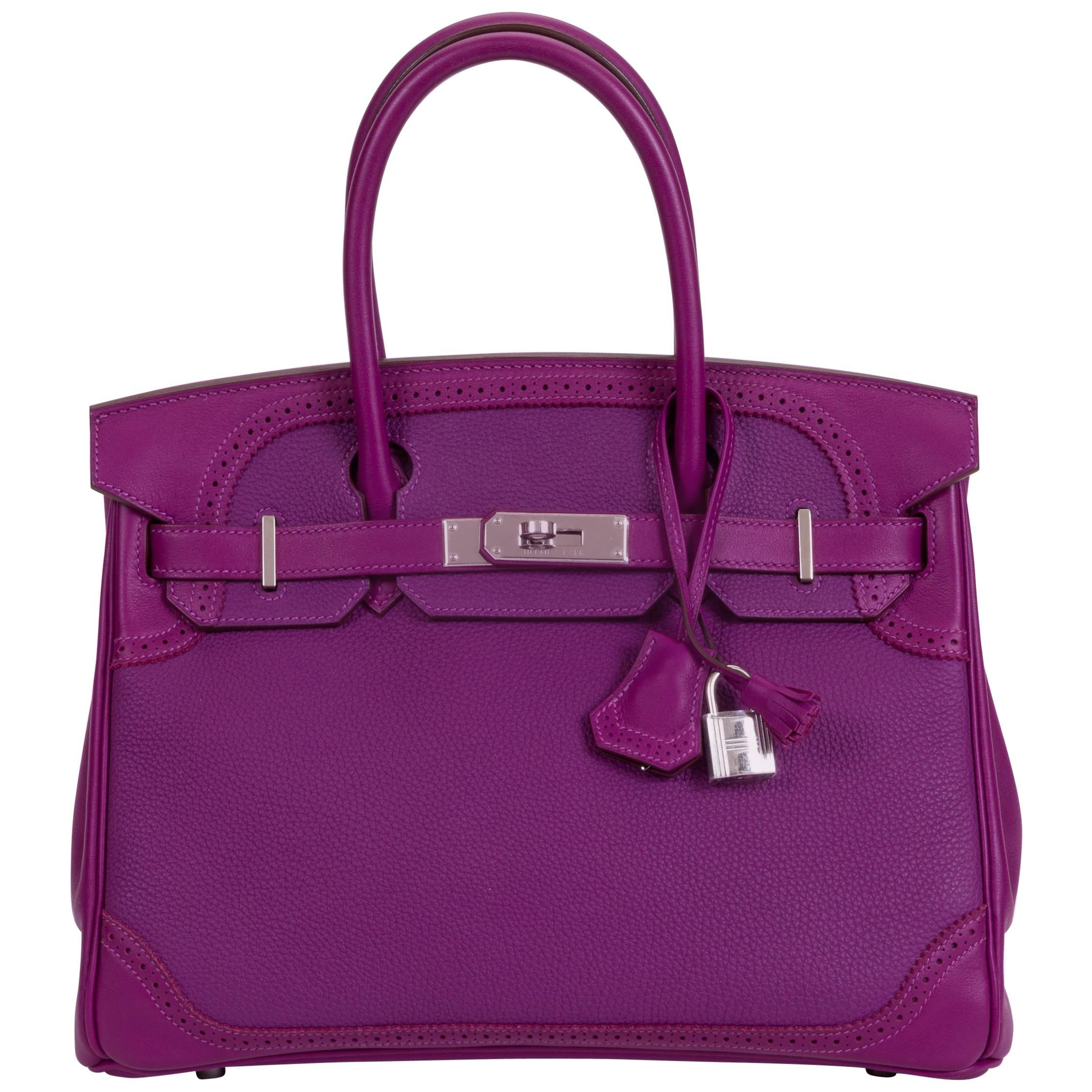 Seltene Hermes 30 Birkin Ghilies Anemone Tasche