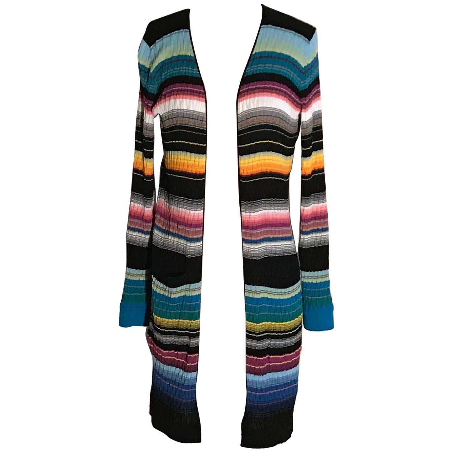 Missoni Multicolor Stripe Knit Cardigan Sweater