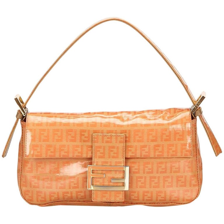Orange Fendi Zucchino Baguette Bag For Sale at 1stDibs | fendi baguette orange, fendi orange bag, orange fendi baguette