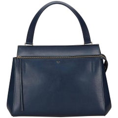 Navy Blue Celine Large Edge Top-Handle Bag