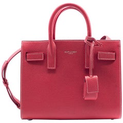 Saint Laurent Women's Red Leather Nano Sac de Jour Shoulder Bag