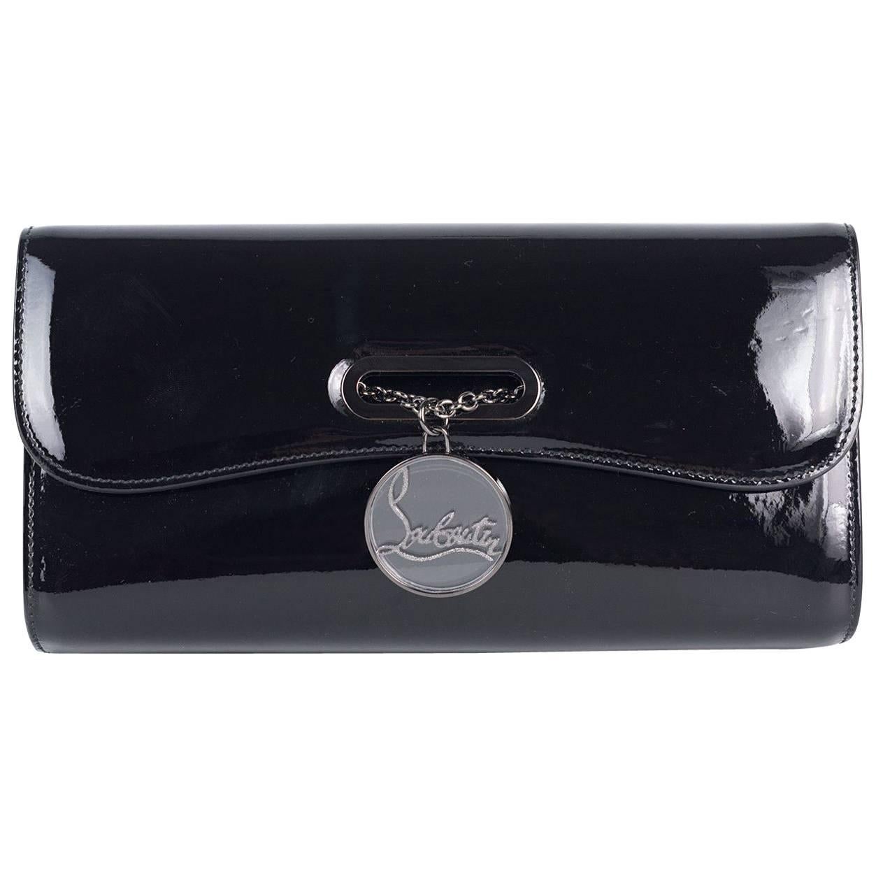 Christian Louboutin Women's Black Patent Leather Rivera Clutch Bag